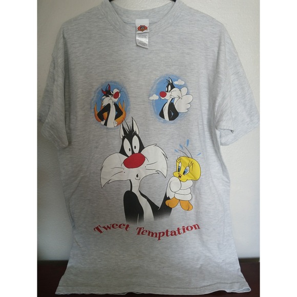 Vintage Looney Tunes Tweety Sylvester Tweet Temptation T-Shirt Adult One Size - Picture 1 of 3
